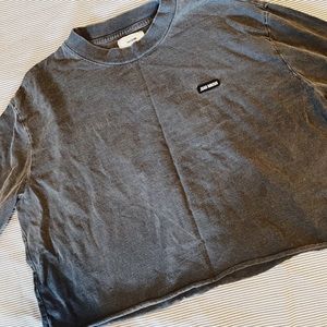 Joah brown washed black long sleeve tee